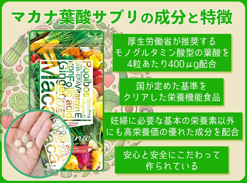 マカナ葉酸サプリの成分と特徴